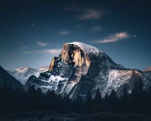 Snow Capped Mountain at Night