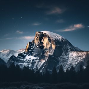 Snow Capped Mountain at Night